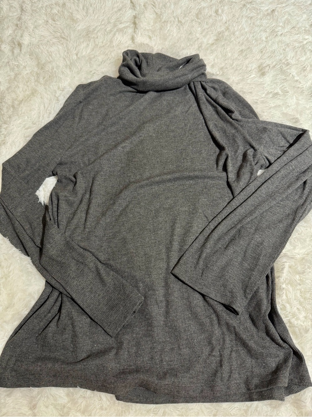 NWT LOFT XXL Dark Gray Turtleneck Women's Long Sleeve Classic Ribbed Knit Tops T